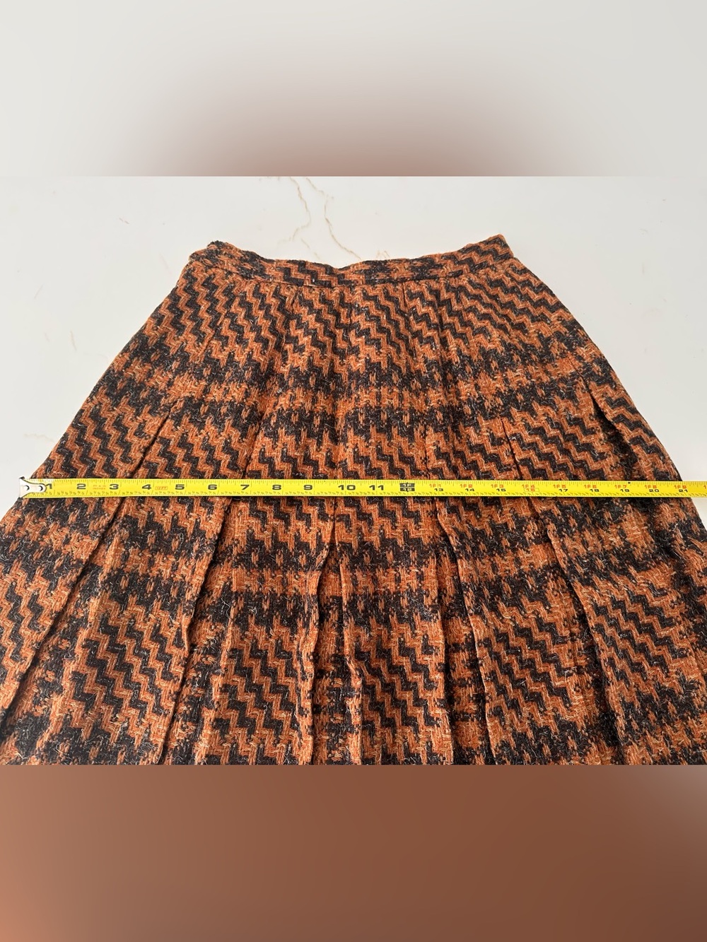 Vintage 1950s/1960s Old Colony Virgin Wool Chevron Pleated Skirt Approx Size S - Picture 7 of 8